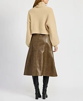 En Saison Women's Maddelena Faux-Leather Midi Skirt