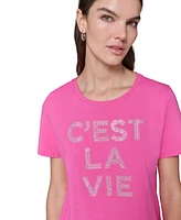 Karl Lagerfeld Paris Women's C'est La Vie Rhinestone Tee