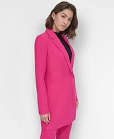 Dkny Petite Notched Collar One-Button Longline Blazer