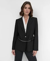 Dkny Petite Belt Hardware One-Button Blazer