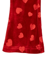 Rare Editions Baby Girl Heart Embossed Velvet Top And Pant, 2-Piece Set