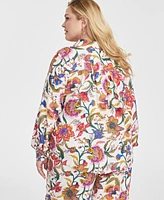 Jm Collection Plus Printed Button-Front Shirt, Exclusively at Macy's