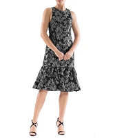 julia jordan Women's Floral Sleeveless Flounce-Hem Dress