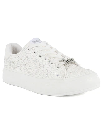 Juicy Couture Women's Alanis Rhinestone Lace Up Platform Sneakers