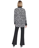 Karl Lagerfeld Paris Women's Printed Contrast-Trim Button-Front Top