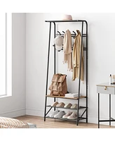 gaomon Hall Tree With Shoe Storage Bench, 4-In-1, Steel Frame With 10 Hooks for Entryway, Freestanding Coat Rack Stand
