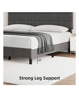 gaomon Platform Bed Frame, Linen Upholstered Bed Frame, Wooden Slats Support, No Box Spring Needed