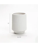 LuxenHome White Terracotta -Inch Tall Indoor and Outdoor Cylinder Vase