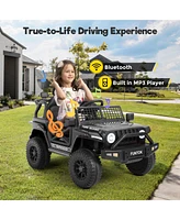 Funtok 12V 7AH Kids Ride on Truck, Electric Ride on Car Toy Battery Powered Truck Vehicle w/ Remote Control, bluetooth, Spring Suspension, MP3 Player