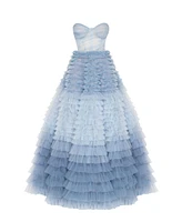 Milla Women's Light Blue Strapless Frill-Layered Fluffy Dress