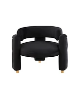 Streamdale Furniture Stylish Barrel Accent Chair: Curved Arms, Waterfall Seat, Hollow Backrest