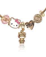 Hello Kitty Sanrio 7'' Fashion Charm Bead Bracelet with Pink and Gold Tone Enamel Beads