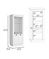 Depot E-Shop Gale Bar Cabinet Elegant Multi-Storage Unit with Built-in Bottle and Glass Racks, White