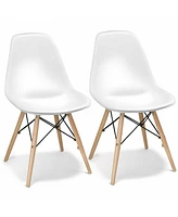 Gymax Set of 2 Dining Chairs Mid Century Modern Wooden Legs Kitchen Living Room