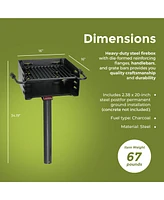 Pilot Rock H-16 B6X2 Park Style Steel Outdoor Bbq Charcoal Grill and Post, Black