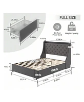 gaomon Full /Queen Bed Frame With 4 Storage Drawers