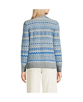 Lands' End Women's Cozy Lofty Jacquard Mock Neck Sweater