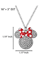 Disney Minnie Mouse Fashion Red Polka Dot Bow Crystals Pave Necklace