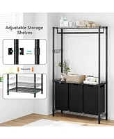 gaomon Heavy Duty Garment Rack, Adjustable Clothes Rack for Hanging Clothes Capacity with Laundry Sorter 3 Section