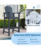 Costway Outdoor Hdpe Bar Height Stool Patio Tall Chair Armrest Footrest All Weather