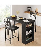 gaomon Dining Table Set for 2, Kitchen Bar Table and Chairs for 2, 3-Piece Kitchen Table Set with 2 Upholstered Chairs, Black