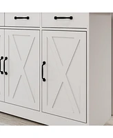 Slickblue Farmhouse White Buffet Cabinet Storage Sideboard with 3 Drawers and 3 Doors, Perfect for Dining Room, Living Room, or Kitchen Cupboard