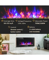 Homcom Recessed Fireplace Heater with Realistic Led Flames and Overheat Protection