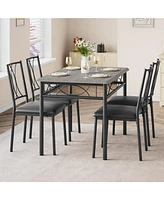 gaomon Dining Table Set for 4, Kitchen Table and Chairs, Dining Room Table Set with 4 Upholstered Chairs,Kitchen Table Set,Grey