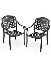 Gymax Pieces Cast aluminum patio chair bistro dining chair outdoor cast aluminum chair