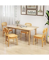 Gymax Rattan Dining Chairs Set of 2 Kitchen Dining Chairs w/ Simulated Rattan Backrest
