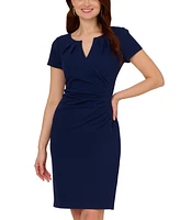 Adrianna Papell Women's Notched-Neck Pleated Sheath Dress