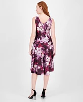 Robbie Bee Women's Floral-Print Cowl-Neck Fit & Flare Dress