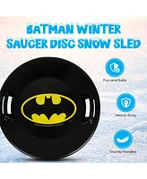 Slippery Racer Downhill Pro Batman Plastic Saucer Disc Snow Sled, Black (3 Pack