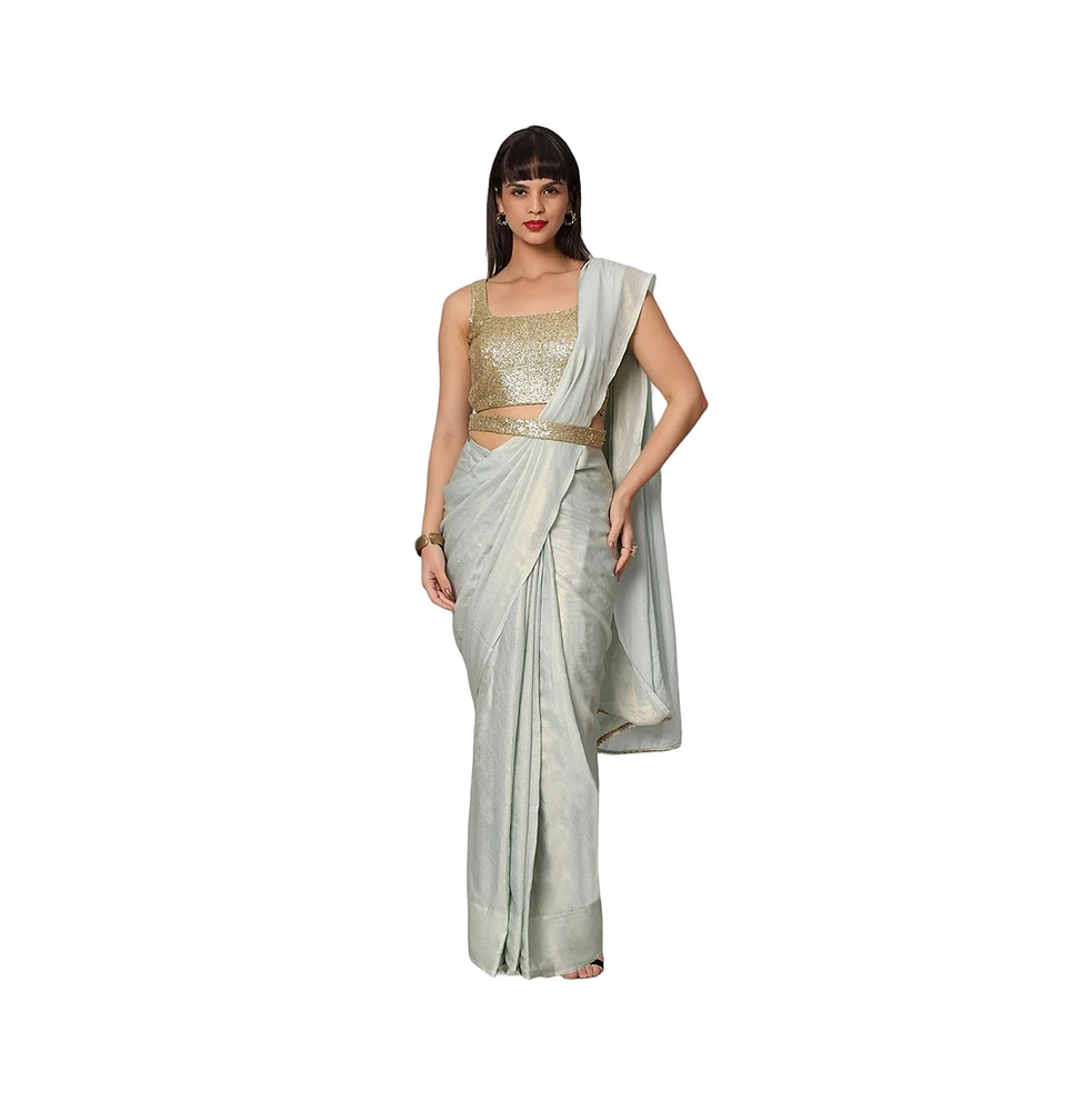 One Minute Saree Women's Meera Shimmer Georgette Ready to Wear Sari with Belt