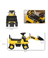 Aosom Cat Licensed Ride-on Excavator for Kids with Manual Shovel, Yellow