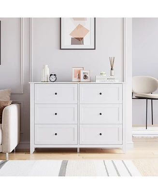 gaomon 6 Chest of Drawer Dresser, Modern Dresser with Deep Drawers and Nickel Round Handle