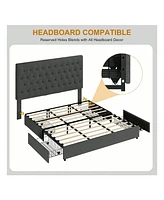 gaomon Platform Bed Frame, Fabric Upholstered With 4 Storage Drawers, No Box Spring Needed, Wooden Slats Support, Noise Free