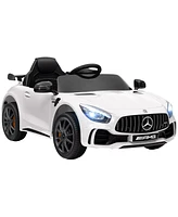 Qaba Mercedes-Benz Amg Gtr Licensed 12V Kids Ride on Car w/ Remote, White