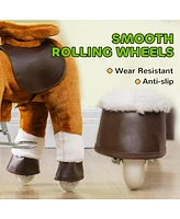 Qaba Ride on Horse, Walking Horse Toy Kids Plush Riding Pony w/ Wheels
