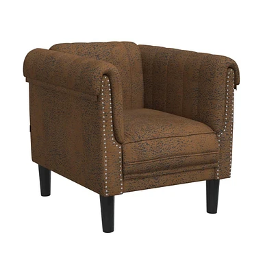 Sofa Chair Brown Faux Suede Leather