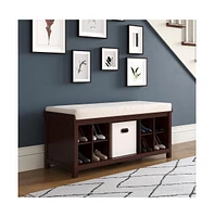 John Louis Home Solid Wood Entryway Bench - 1 Bins & 2 Shoe Divider