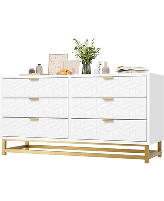 gaomon Dressers for Bedroom Drawer, Chest of Drawers with Metal Base, Modern Dresser Chest Cabinet Organizer,White