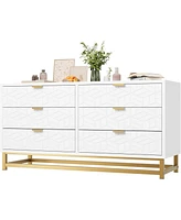 gaomon Dressers for Bedroom Drawer, Chest of Drawers with Metal Base, Modern Dresser Chest Cabinet Organizer,White