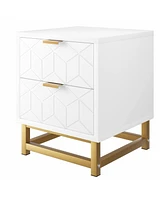 gaomon White Nightstand, Modern 2 Drawer Dresser for Bedroom