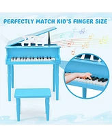 Gymax 30-Key Classic Baby Grand Piano Toddler Toy Wood w/ Bench & Music Rack