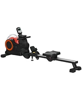 Soozier Foldable Water Rowing Machine with Wheels for Home Gym, Red