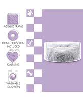 The Licker Store Bette Small/Medium Modern Lucite Calming Fluffy Donut Pet Bed with Washable Cover