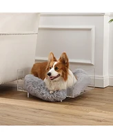 The Licker Store Carole Small/Medium Modern Lucite Calming Fluffy Pet Bed with Washable Cushion