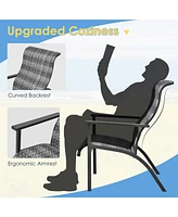 Sugift 3 Pieces Patio Rattan Bistro Set with High Backrest and Armrest