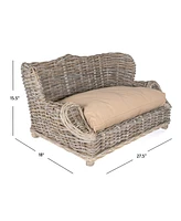 The Licker Store Classic 27.5" x 18" Mediterranean Handwoven Rattan Dog Daybed with Machine-Washable Cushion